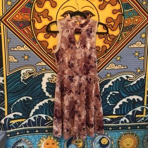 Dusty Rose Floral Keyhole Fit and Flare Dress